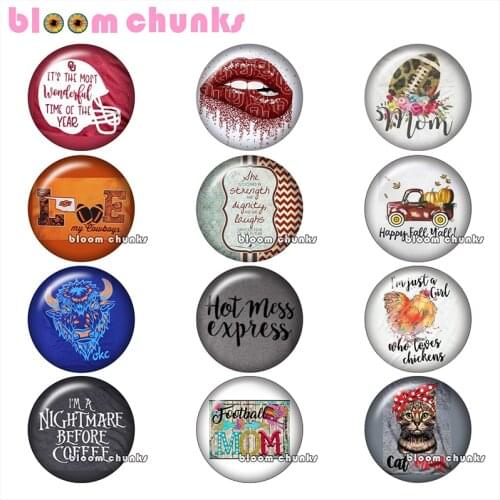 Words sport fall mom cat kiss love chicken Round photo glass cabochon demo flat back Making findings 12mm/18mm/20mm/25mm B4505