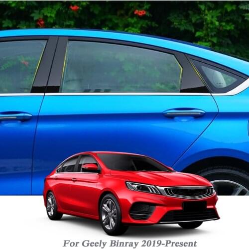 6pcs Car Styling For Geely Binray 2019-Present Car Window Trim Sticker Middle Column Sticker PVC External Accessories