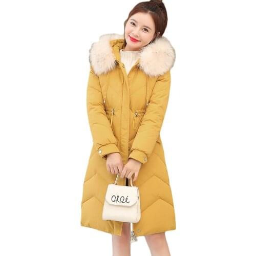 New Quality Winter Jacket Womens Cotton Jacket Thicken Warm Down Cotton Jackets Plus Size Hooded Fur Collar Parka Overcoat 1322