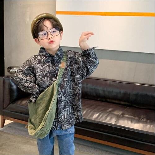 2021 new girls boys printed shirt fashion autumn full sleeve cotton kids top 2-8 years WU955