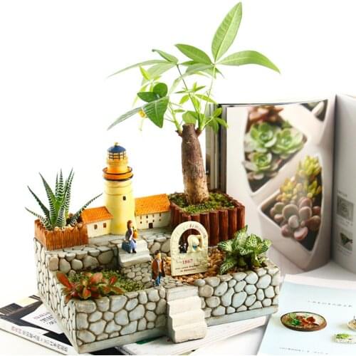 New Succulent Plants Planter Flowerpot Resin Flower Pot Desktop Potted Holder Home Garden Decoration Plants Bonsai Flower Pots