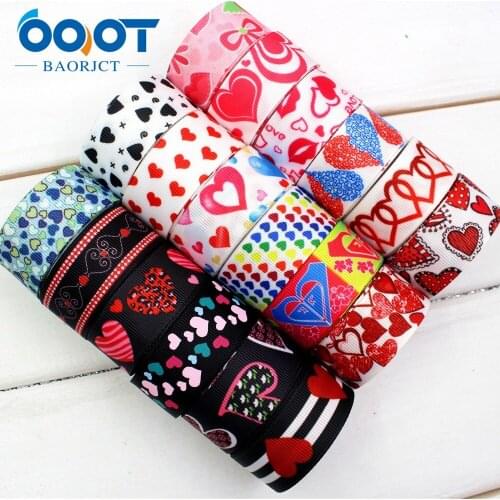 OOOT BAORJCT 174202,22mm love Printed grosgrain ribbon,DIY handmade,Wedding decoration materials, Valentines Day essential