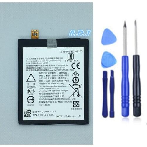 Original HE321 2900mAh Battery For Nokia 5 Nokia5 Dual SIM (TA-1053 DS) N5 Batteries Bateria + Free Tools
