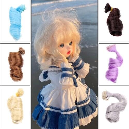 Black Gold Brown Silver Color Short Curly Hair 20cm*100cm BJD Wigs For 1/3 1/4 1/6 Dolls Girls Doll Face Baby Reborn Wig Wefts