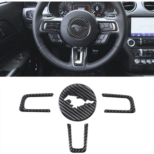 Compatible with Steering Wheel Sticker Carbon Fiber Special Interior Cover Trim for Ford Mustang 2016 2017 2018 2019 2020 2021