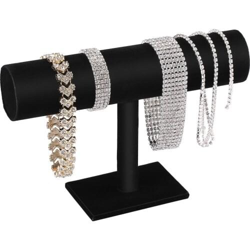 2020 New Black Velvet T bar Bracelet Chain Watch holder Rack Jewelry Hard Display Stand Holder Jewelry Organizer saat kutusu