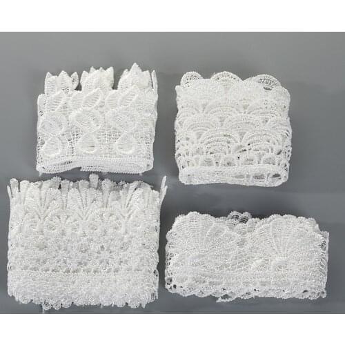Factory sale exquisite rice white net bottom embroidery lace perforation hollow-out garment accessories milk silk lace trim