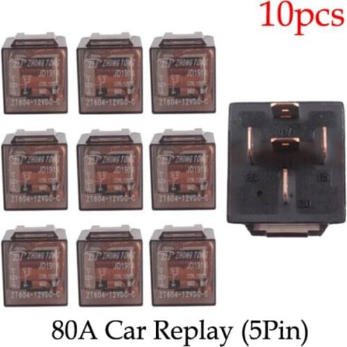 10pcs Car Truck Auto Automotive 12V 80A 80 AMP SPDT Relay Relays 5 Pin 5P