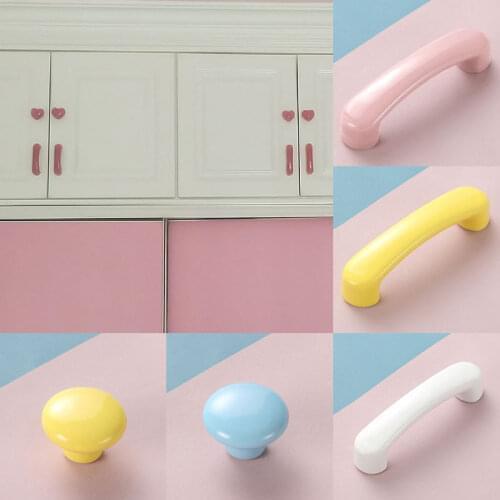 Heart Round Shape Ceramic Drawer Handles Children Door Handle Cabinet Knobs Kid Dresser Knob Cute Cupboard Furniture Hardware
