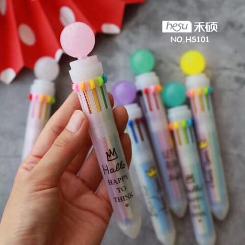 1 pcs Kawaii Candy Crown 10 color Chunky Ball Pens Ballpen Fashion Ballpoint Pens Pens For School Stationery Office Supplies
