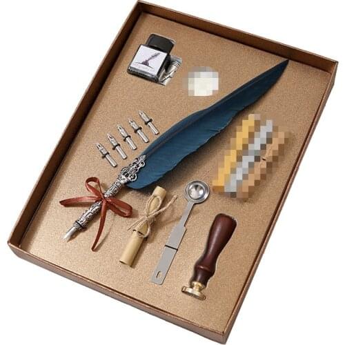 Stamp Sealing Wax Spoon Ink Set Feather Pen Gift Signing Pen Business Gift Fountain Pen Ink Office Supplies