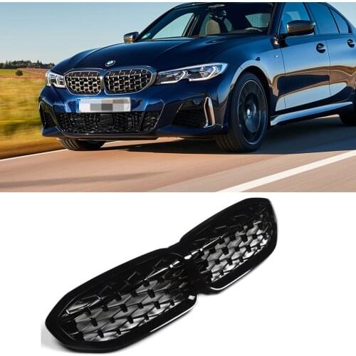 A Pair Black Diamond Style Replacement Grille Car Front Bumper Kidney Grill For BMW 3 Series G20 G28