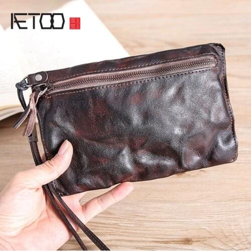 AETOO Hand bag, male leather casual retro do old envelope bag, female head layer planted cowhide hand bag