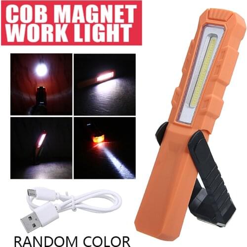LED Work Light Torch USB Rechargeable ABS COB Magnetic Inspection Lamp Home Supplies Color Random