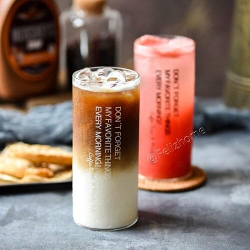 Handmade Heat-Resistant Cylinder Glass with Alphabet Pattern for Cafe Restaurant with Latte Coffee Cup Cup Juice Cup 500ml