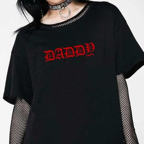 Gothic Daddy letter printed casual fashion punk fun fashion Vintage tops tees female short sleeve large size female T-shirt