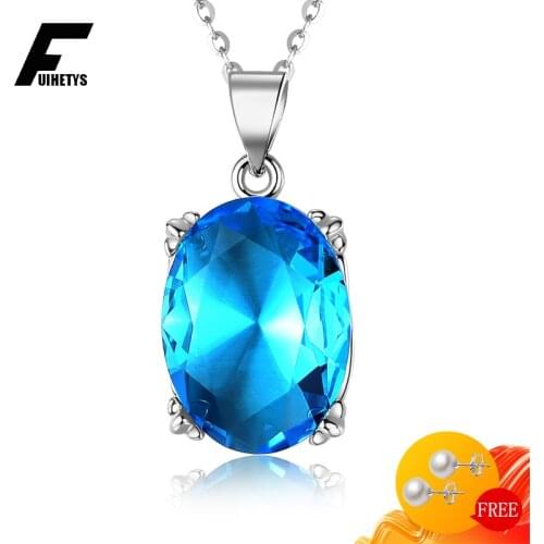 Bali Jelry Retro Women Necklace 925 Silver Jewelry Oval Shape Sapphire Gemstone Pendant Accessories for Wedding Engagement Party