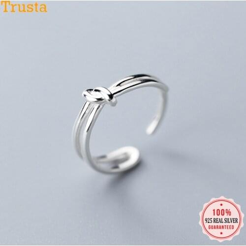 Trustdavis 925 Sterling Silver Fashion Double knot Adjustable Finger Rings For Women Sterling Silver Jewelry Wholesale DA398
