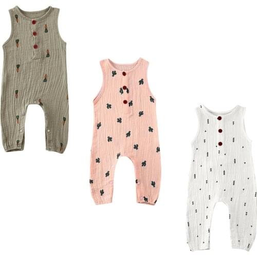 0-24M Infant Baby Girls Boy Kid Sleeveless Vest Romper Summer Outfits Clothes