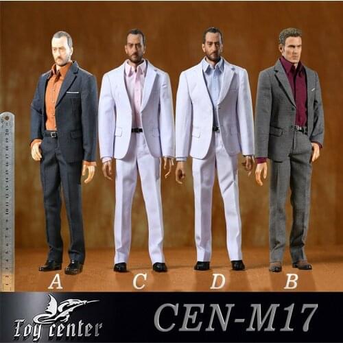 1/6 Cen-M17 Male Suit Trousers Shirt Belt Shoes Set Fit 12" Body Figure Body