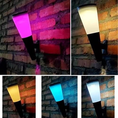 1pcs Garden Lights Solar Powered IP65 Waterproof Torch Shape Design Courtyard Wall Lamp