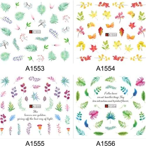 12 Pcs/set Nail Watermark Sticker Large Green Plant Pattern Epoxy Filling Material Trend Lady DIY Nails Making Filler