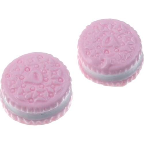 20pcs Pink Round Resin Oreo Cookies Decoration Crafts Flatback Cabochon Embellishments For Scrapbooking Diy Accessories