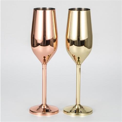 200ML Sparkling Wine Glass Stainless Steel Red Wine Glass Copper Plated Champagne Cup Large-Capacity Drop-Resistant Goblet
