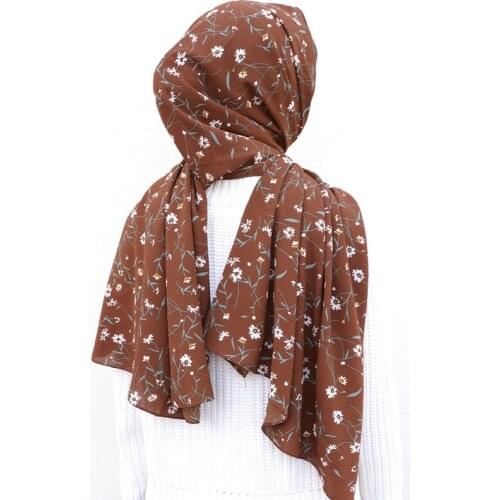 2020 fashion women bubble chiffon hijab scarf foulard femme musulman printed shawl islamic clothing headwear muslim headscarf