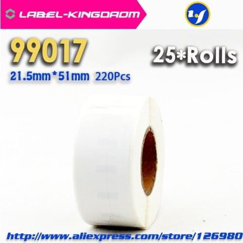 25 Rolls Dymo Compatible 99017 Label 21.5mm*51mm 220Pcs/Roll Compatible for LabelWriter 400 450 450Turbo Printer Seiko SLP-450