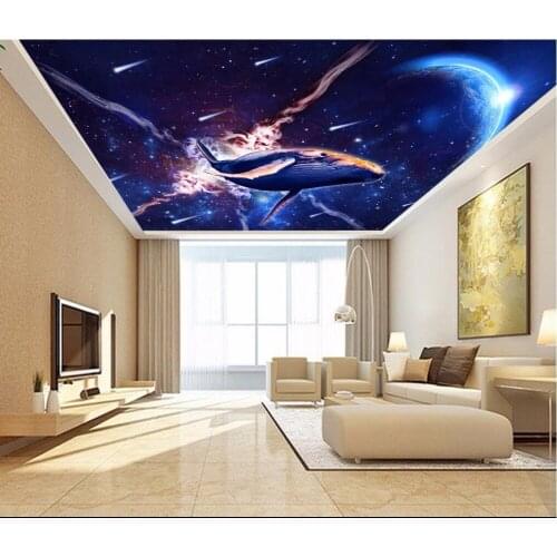 Custom wallpaper 3d ceiling murals Fantasy sky cosmic starry dolphin painting 3d wall murals wallpaper for walls 3 d