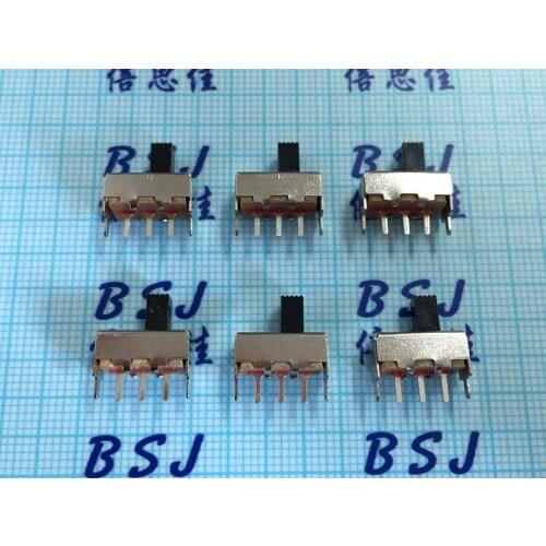 50pcs/Toggle switch SS-12F44 2 files vertical 1P2T SS12F44G5 Slide switch 3 Pin Belt bracket