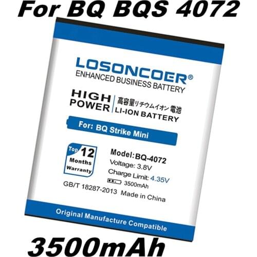 LOSONCOER 3500mAh For BQ-4072 Battery for BQ 4072 BQS 4072 BQS-4072 Strike Mini +Good Quality Battery