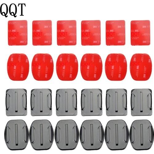 QQT 12 pcs / set Helmet Accessories 6 pcs Curve + 6 pcs Apartment Adhesive Monti + 3 M Sticker For Gopro Hero 9 8 7 6 5 4 3 + 3