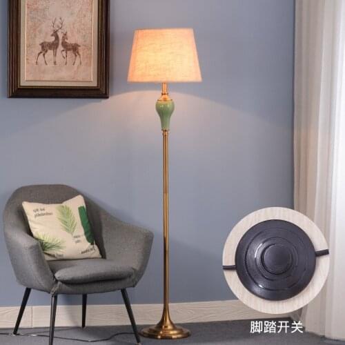 American Blue Green Black Ceramic Floor Lamp For Living Room Bedroom Bedside Lamp Study Room Decoration Nordic Simple Warm Lamp