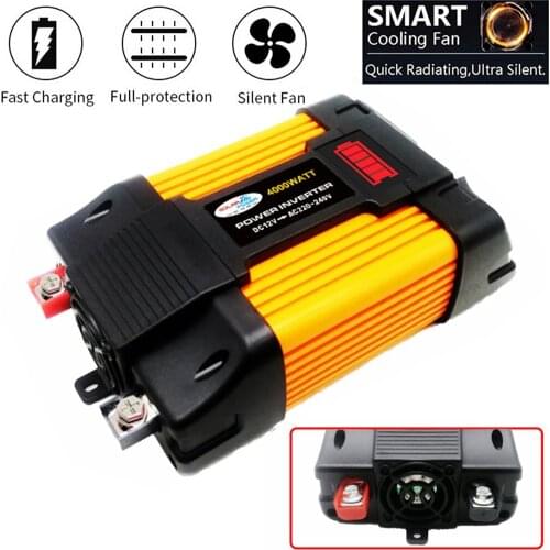 Peak 4000/6000W Solar Car Power Inverter Voltage transformer DC12 To AC110/220V Sine Wave Converter 2USB Interface Home Applianc