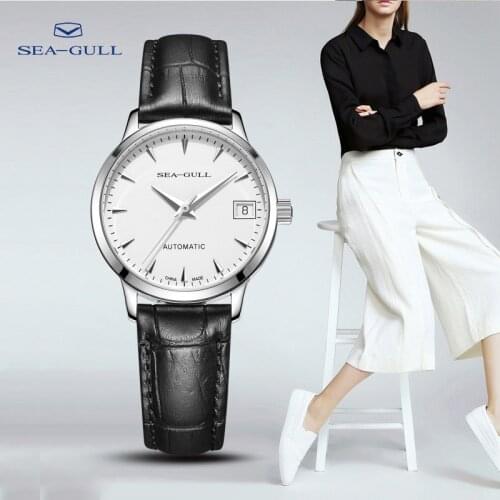 Seagull watch ladies mechanical watch business simple belt automatic mechanical watch calendar watch waterproof 6042L