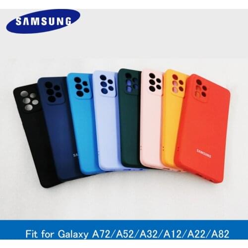Original Samsung A72 A52 A32 A22 5G 4G Soft Liquid Silicone Cover 360 Full Protective Shell + Logo For Galaxy A12 A82 Phone Case