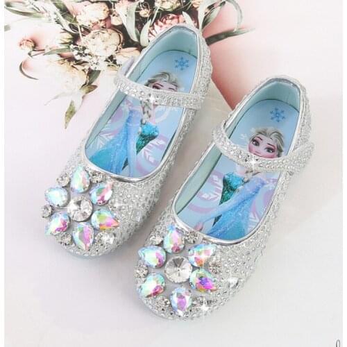 Disney New Children Party Leather Sandals Girls PU Kids Shoes For Girls Single Shoes Dance Dress Sandals