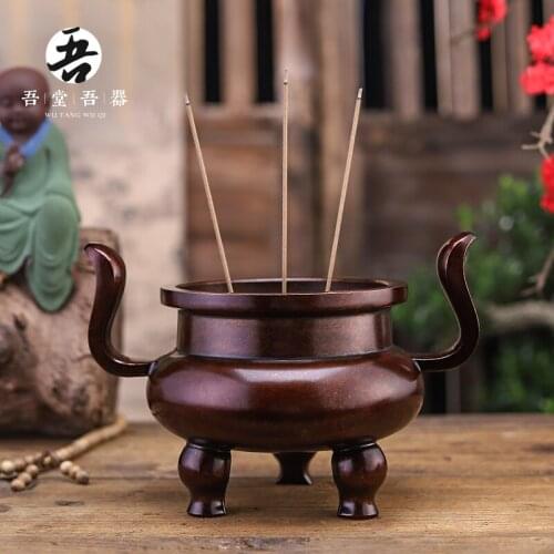Don my device three foot toward the crown of pure copper ear furnace zen tea ta home interior for Buddha incense burner