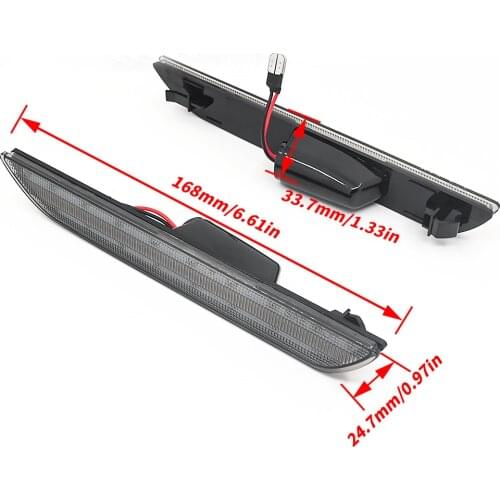 Smoked Lens LED Rear Side Marker Lamps w/ Red Horse logo LED Lights For 15-up Ford Mustang Replace OEM Back Sidemarker Lamp