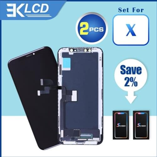 Elekworld Grade 2 Pcs/lot For iPhone X OLED TFT With 3D Touch Digitizer Assembly OEM LCD Screen Replacement Display