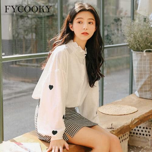 FYCOOKY Stand-up Collar Blouses