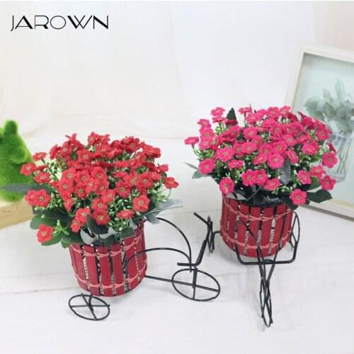JAROWN Artificial Lron Art Bamboo Pieces Bicycles Flower Basket Silk Fake Flower Set For Wedding Decor Home Office Decorations