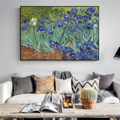 Van Gogh Irises Flowers Canvas Art Prints Impressionist Flowers Wall Art Canvas Paintings Reproductions By Van Gogh Home Decor