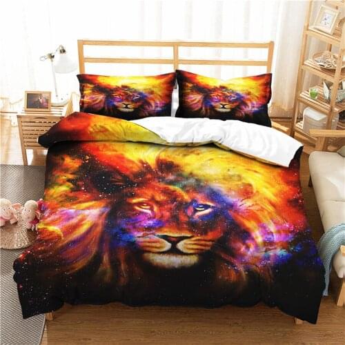 A Bedding Set 3D Printed Duvet Cover Bed Set Lion Home Textiles for Adults Bedclothes with Pillowcase #SZ16