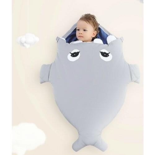 Soft Baby Sleeping Bag Anti-kicking Quilt Cartoon Baby Stroller Footmuff Cute Sleeping Bag Shark For 0-12 Months Baby Sleep Sack
