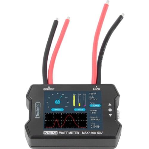 New ToolKitRC WM150 Advanced Watt Meter 1-50v 150A 2.4" TFT Screen Display Power Voltage Current Tester PWM Output For RC Models
