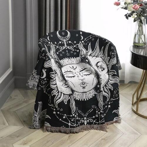 Casual Blankets Carpet Decoration Sun Moon Carpet Sofa Leisure Carpet Original Witchy Tapestry Sofa Mat Throw Blanket