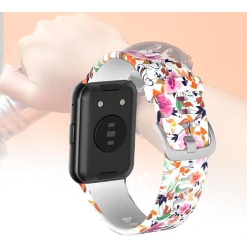Soft Silicone Watch Strap Wristband Replacement with Print Waterproof Watchband Bracelet Accessories for HUAWEI Watch Fit